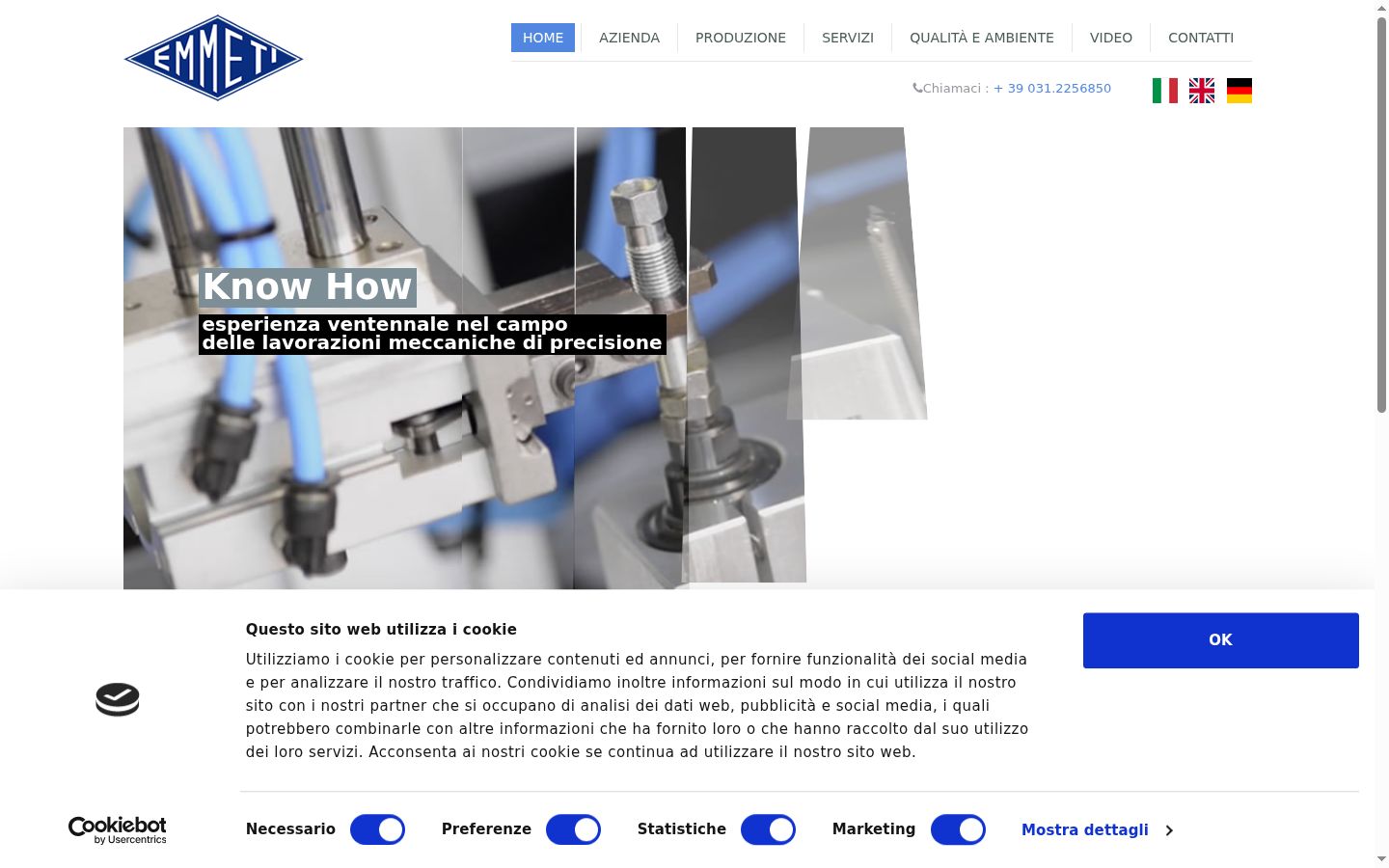 Screenshot del banner di consenso mostrato prima di qualsiasi interazione