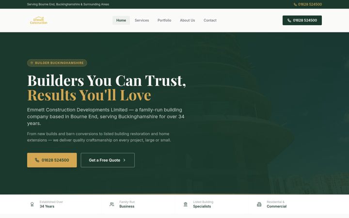 Screenshot of emmettconstruction.co.uk