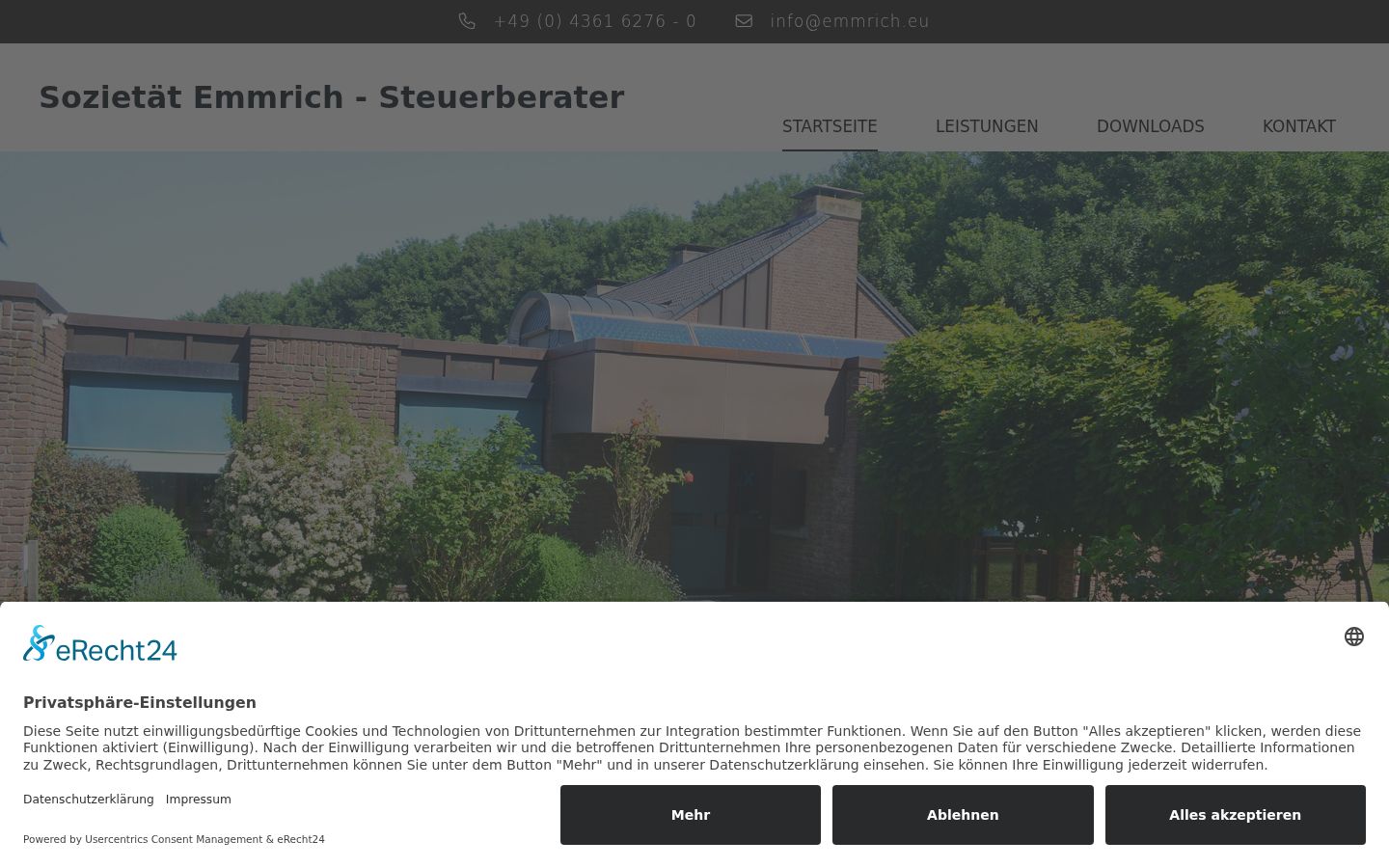 Screenshot des Einwilligungsbanners vor jeglicher Interaktion