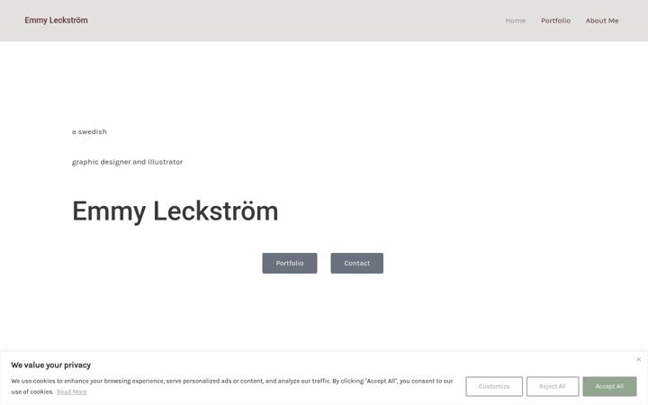 Screenshot of emmyleckstrom.com