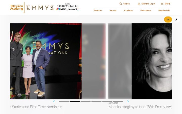Capture d'écran de emmys.com