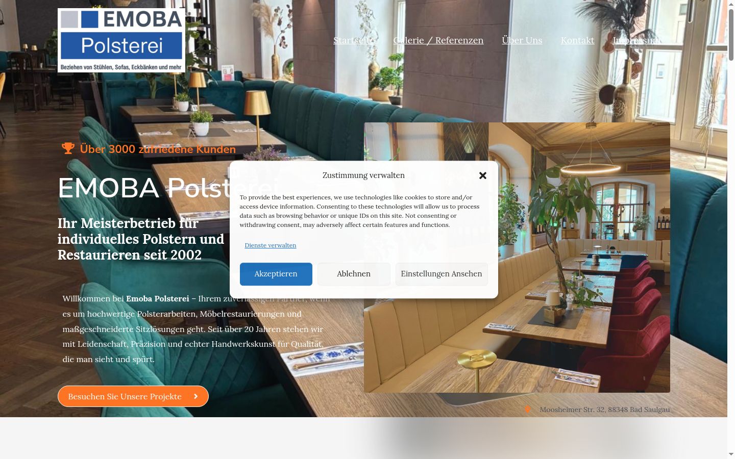Screenshot del banner di consenso mostrato prima di qualsiasi interazione