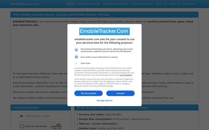 Screenshot of emobiletracker.com