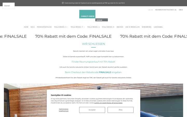 Screenshot stránky emobilityshop.dk