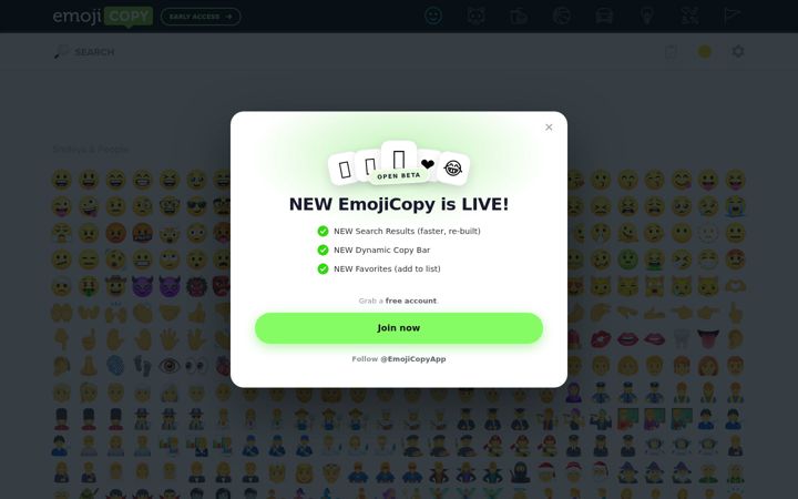 Screenshot of emojicopy.com