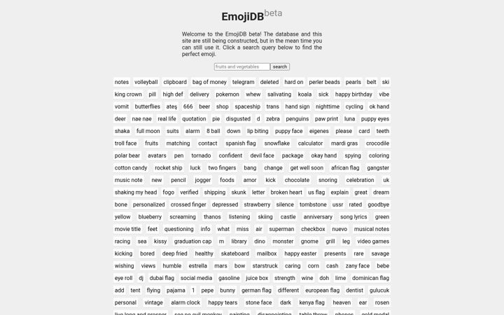 Screenshot ta' emojidb.org
