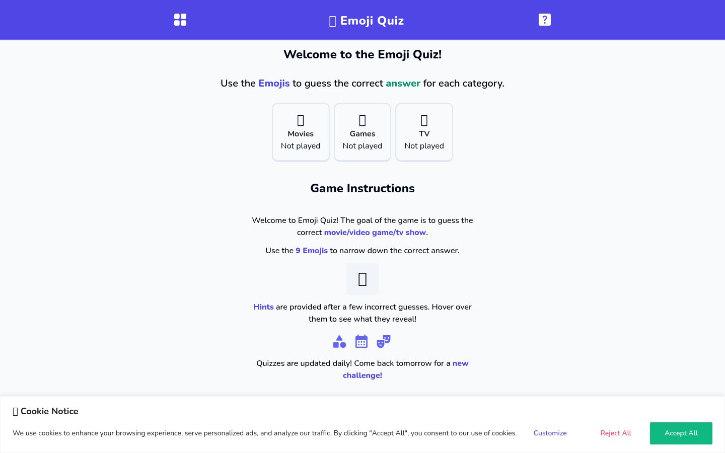Screenshot of the consent banner shown before any interaction
