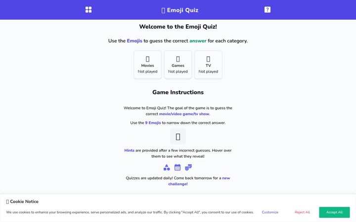 Screenshot of emojiquiz.net