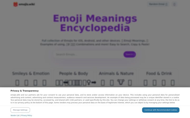 Screenshot of emojis.wiki