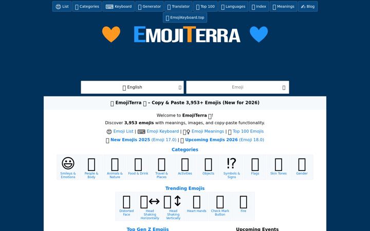 Captură de ecran a emojiterra.com