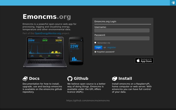 Screenshot of emoncms.org