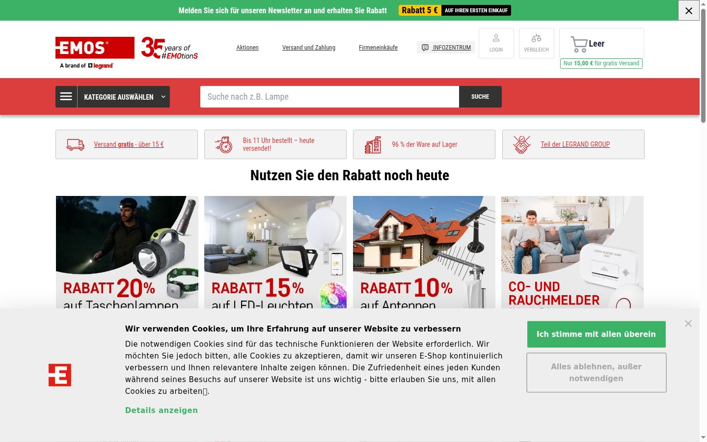 Skjermbilde av samtykkebanneret slik det vises før noen interaksjon