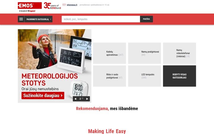 Snímek obrazovky emos.lt