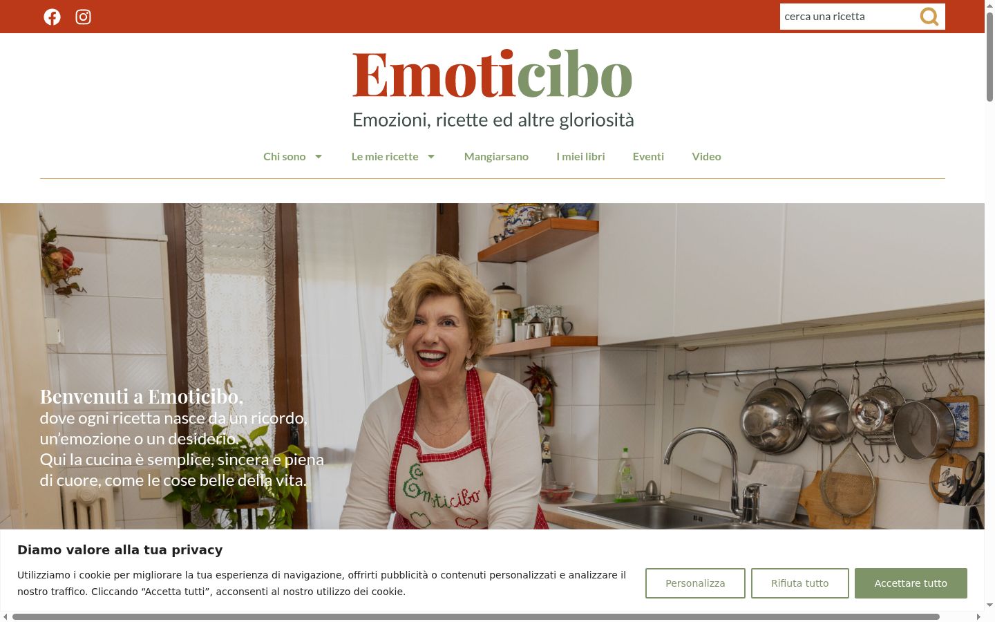 Screenshot del banner di consenso mostrato prima di qualsiasi interazione