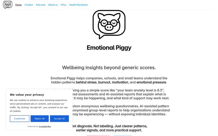 Screenshot of emotionalpiggy.com