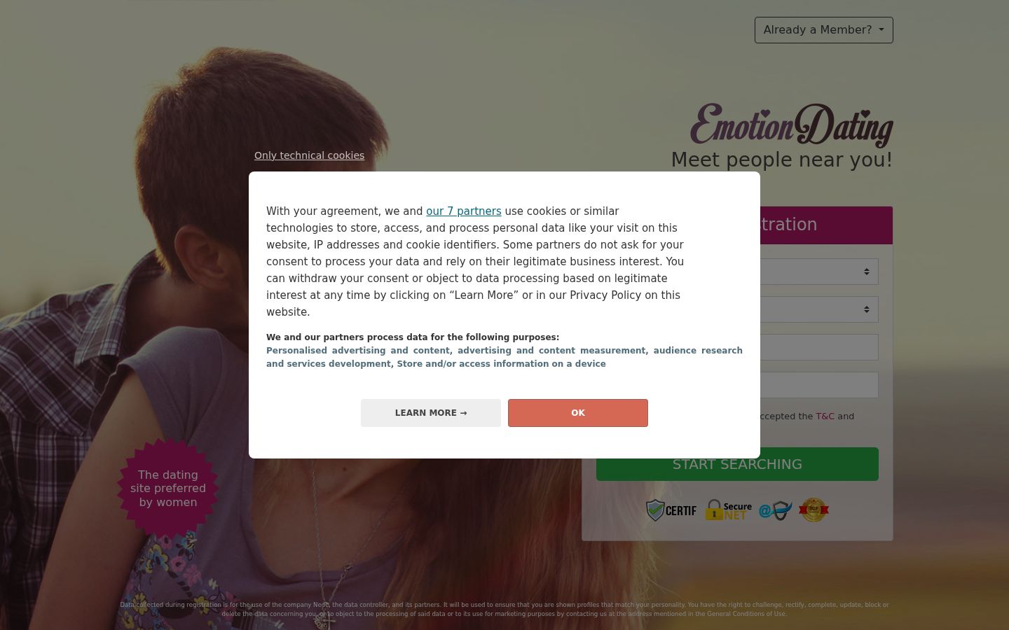 Screenshot of the consent banner shown before any interaction