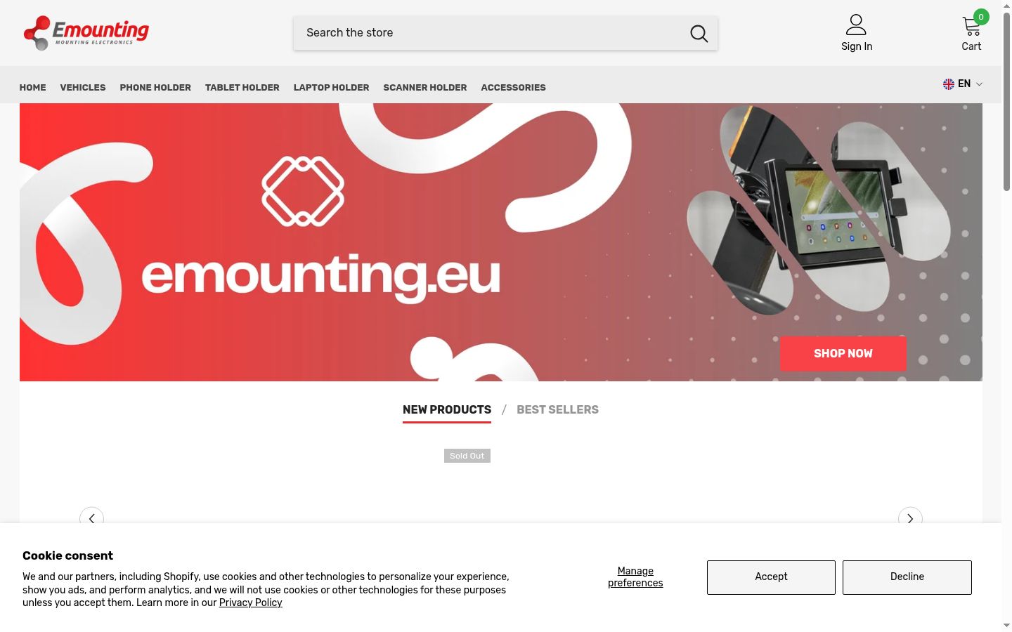 Screenshot des Einwilligungsbanners vor jeglicher Interaktion