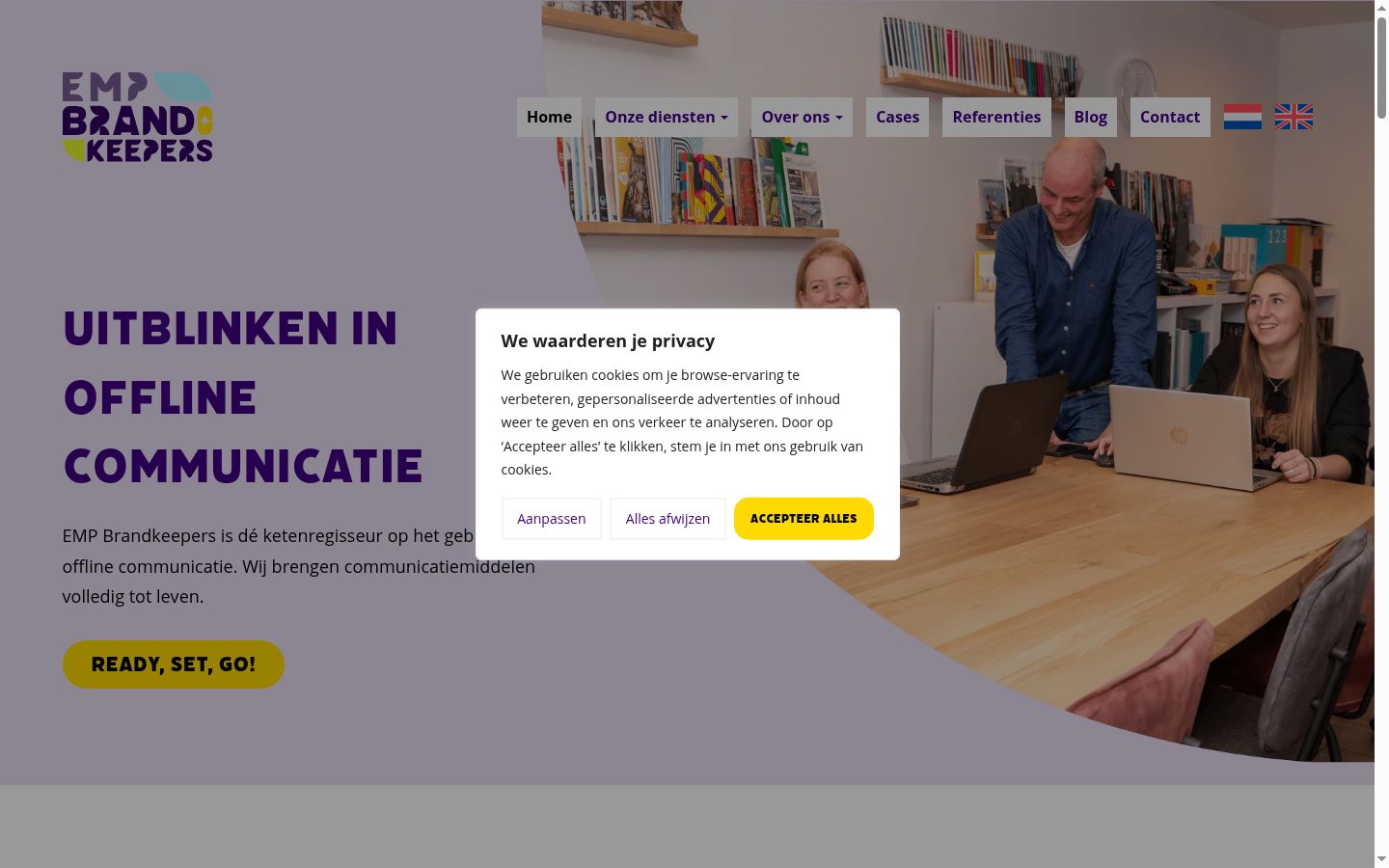 Screenshot des Einwilligungsbanners vor jeglicher Interaktion