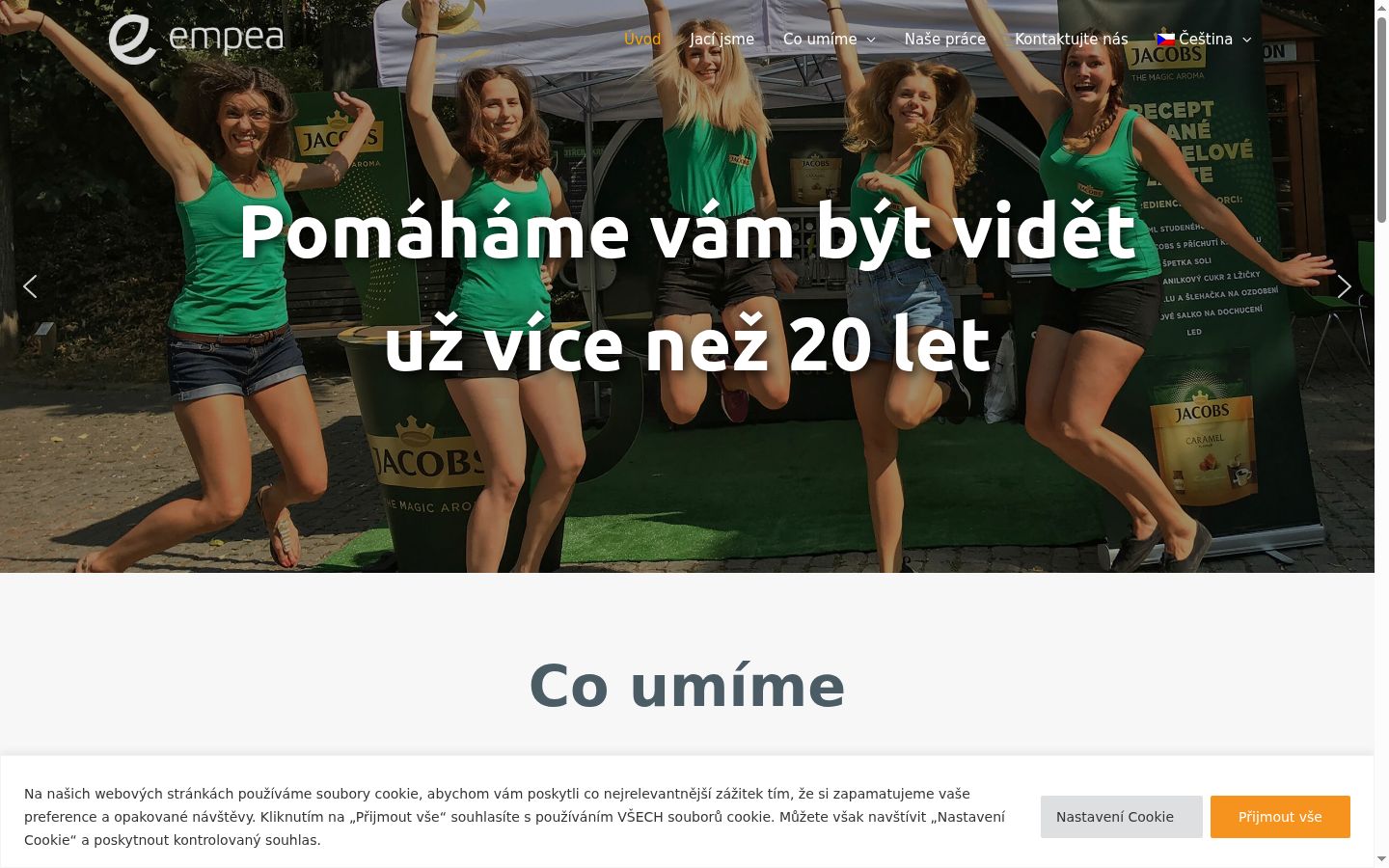 Snímek obrazovky baneru souhlasu zobrazeného před jakoukoli interakcí