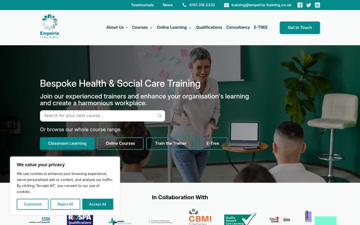 Screenshot stránky empeiria-training.co.uk