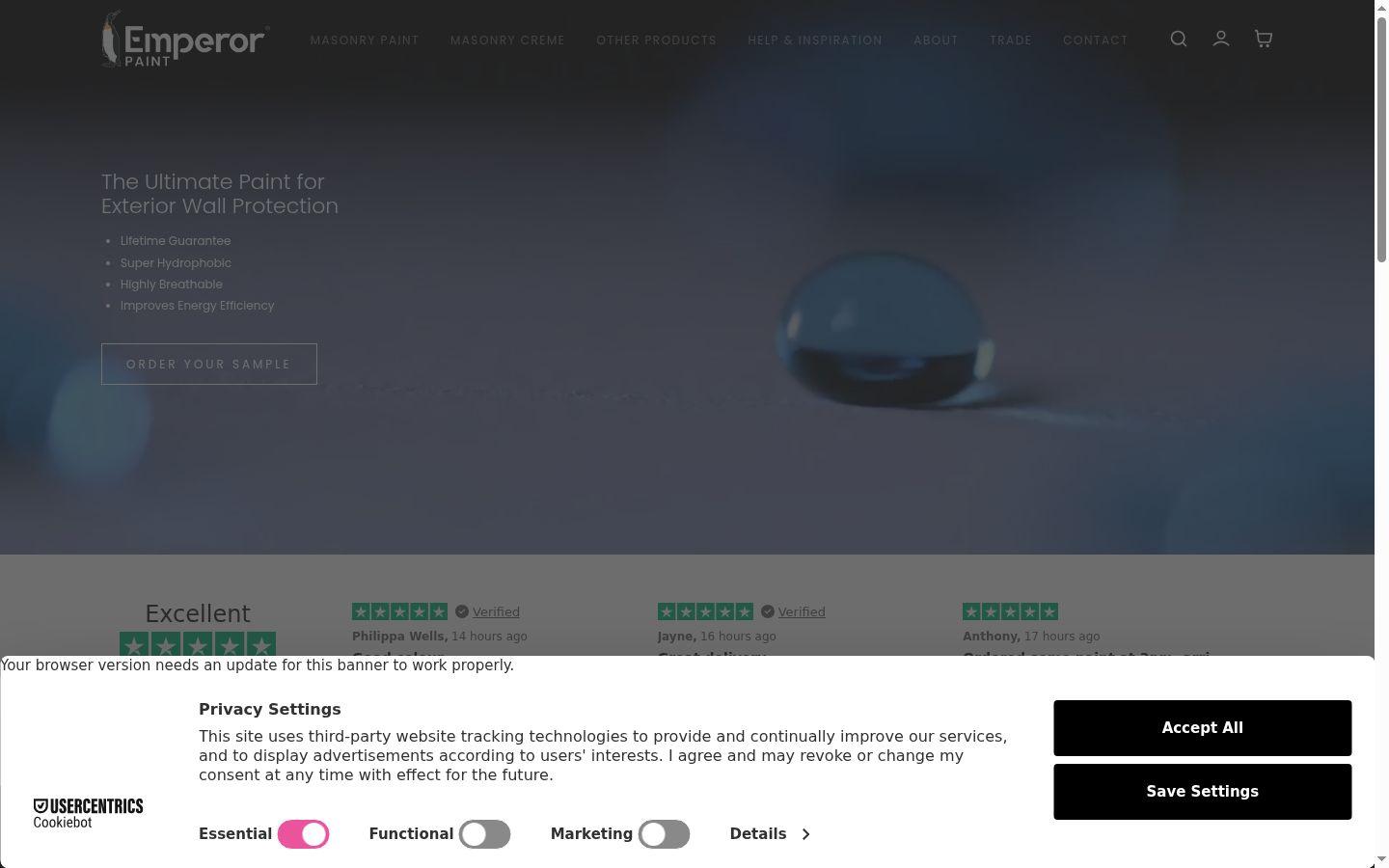 Screenshot of the consent banner shown before any interaction