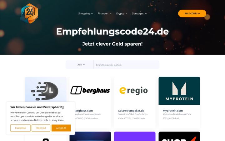 Screenshot of empfehlungscode24.de