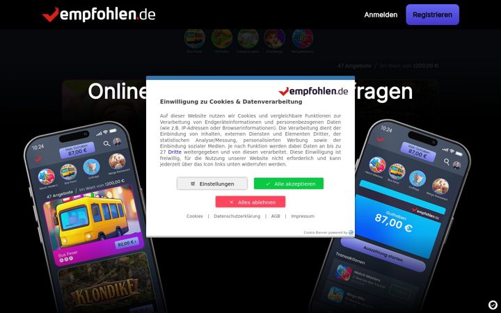 Screenshot of empfohlen.de