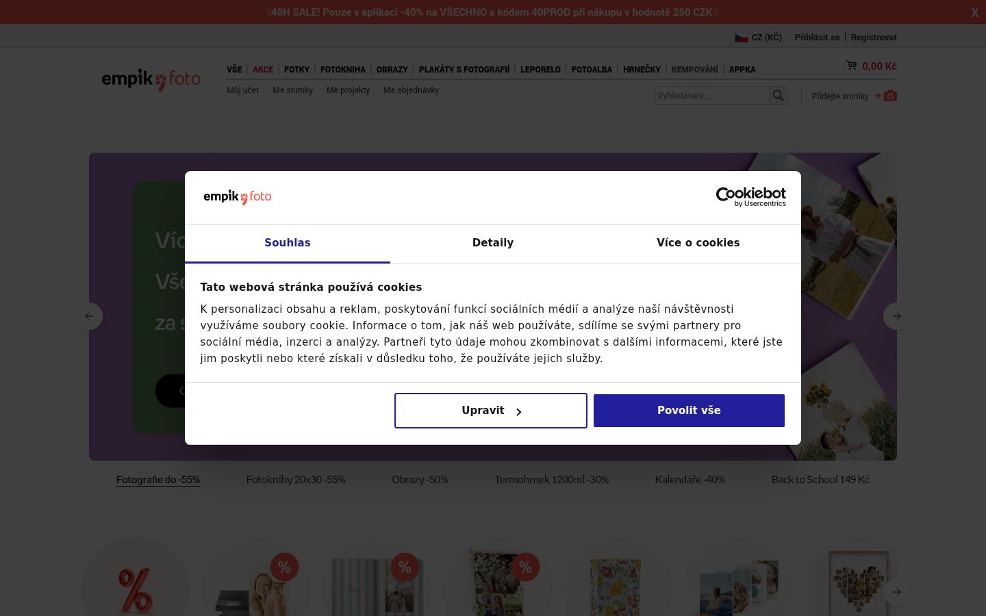 Posnetek zaslona pasice za privolitev, prikazane pred kakršno koli interakcijo