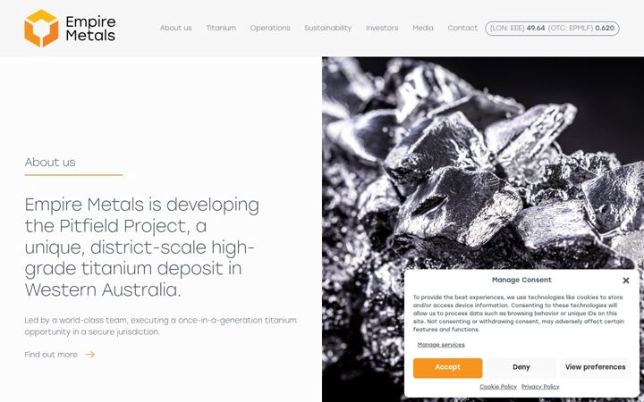 Screenshot of empiremetals.com