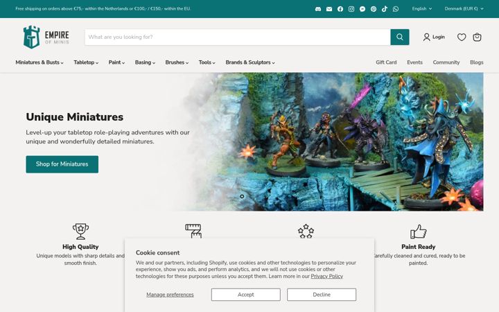 Screenshot of empireofminis.com