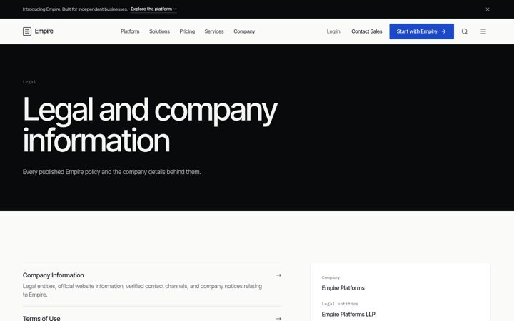 Screenshot of empireplatforms.com