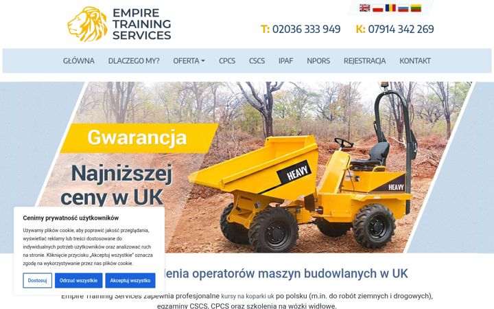 Screenshot of empiretrainingservices.co.uk