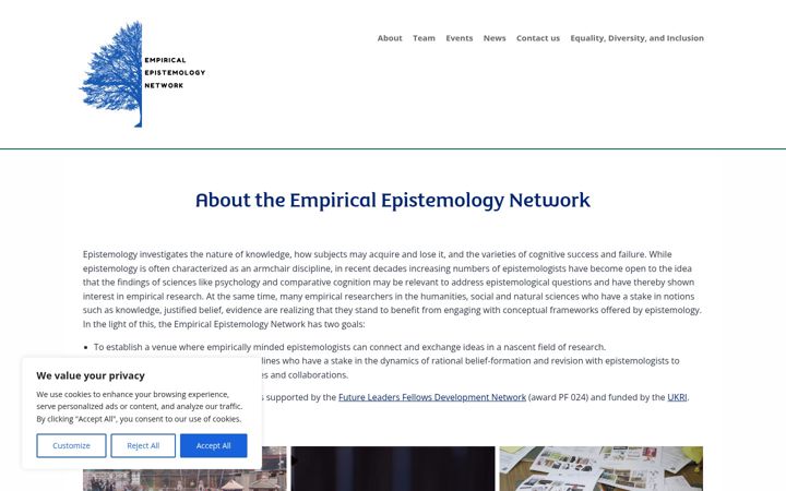 Screenshot of empiricalepistemology.stir.ac.uk