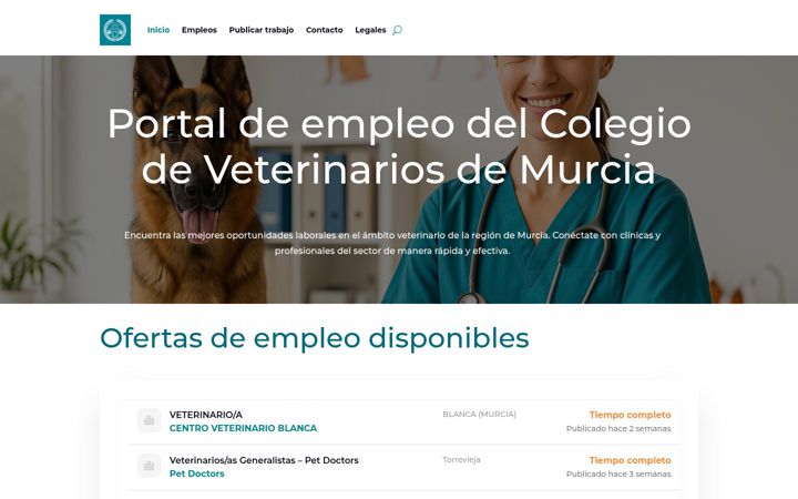 Skærmbillede af empleoveterinariosmurcia.es