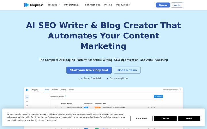 Screenshot of emplibot.com