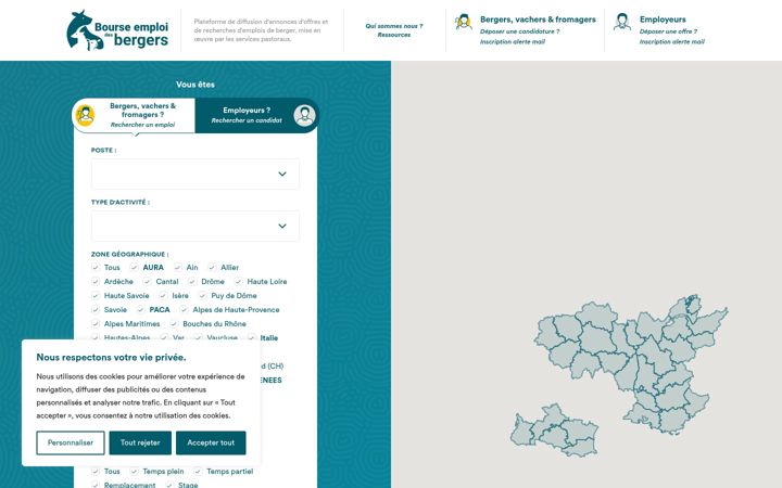 Snimka zaslona za emploi-bergers.org