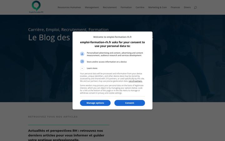 Snímek obrazovky emploi-formation-rh.fr