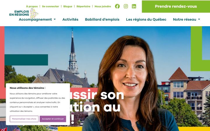 Screenshot of emploisenregions.ca