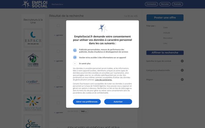 Screenshot of emploisocial.fr