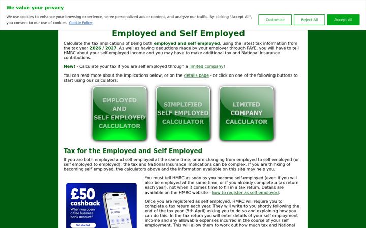 Screenshot of employedandselfemployed.co.uk