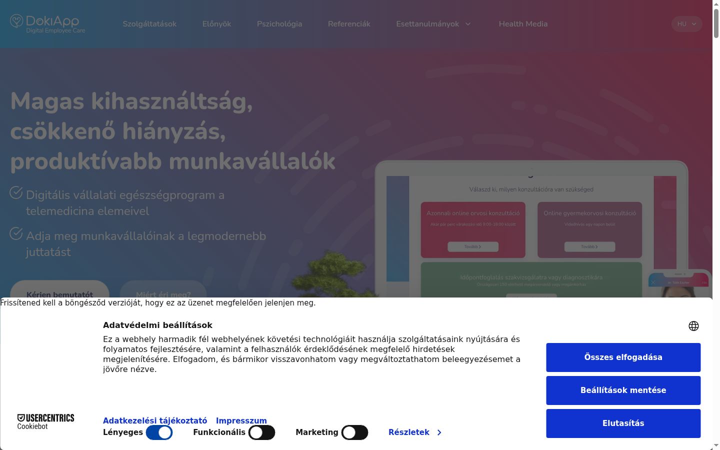 Snímek obrazovky baneru souhlasu zobrazeného před jakoukoli interakcí
