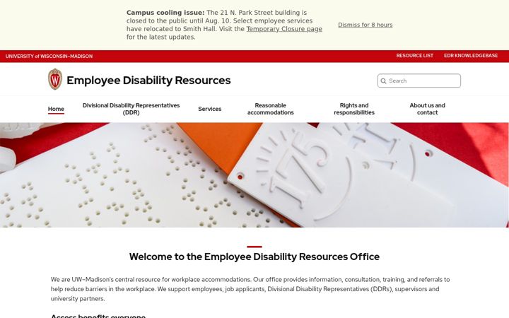 Screenshot of employeedisabilities.wisc.edu