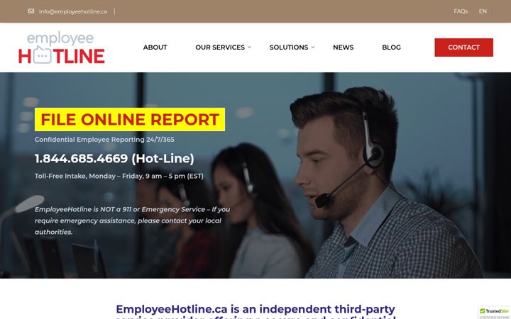 Zrzut ekranu employeehotline.ca