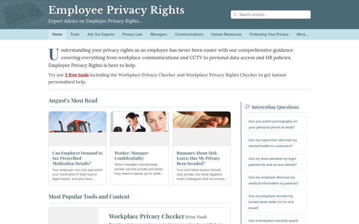 Screenshot of employeeprivacyrights.co.uk