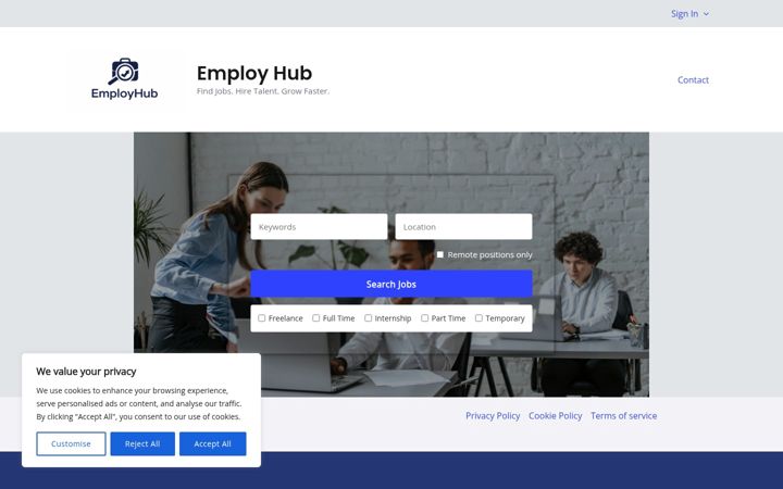 Screenshot of employhub.ca