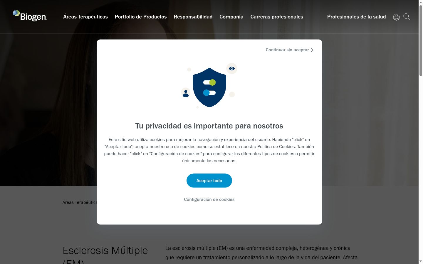 Screenshot del banner di consenso mostrato prima di qualsiasi interazione