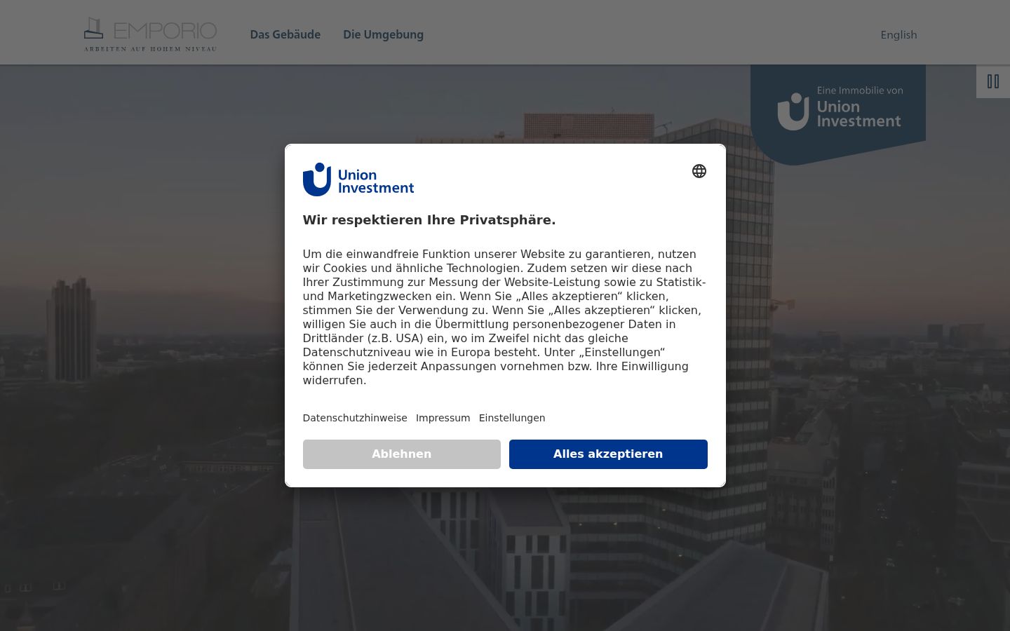 Snimka zaslona bannera za privolu prikazanog prije bilo kakve interakcije