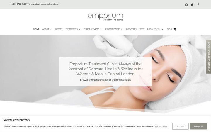 Screenshot stránky emporiumtreatments.co.uk
