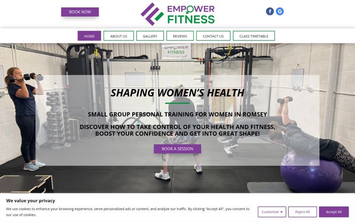 Screenshot stránky empower-fitness.co.uk