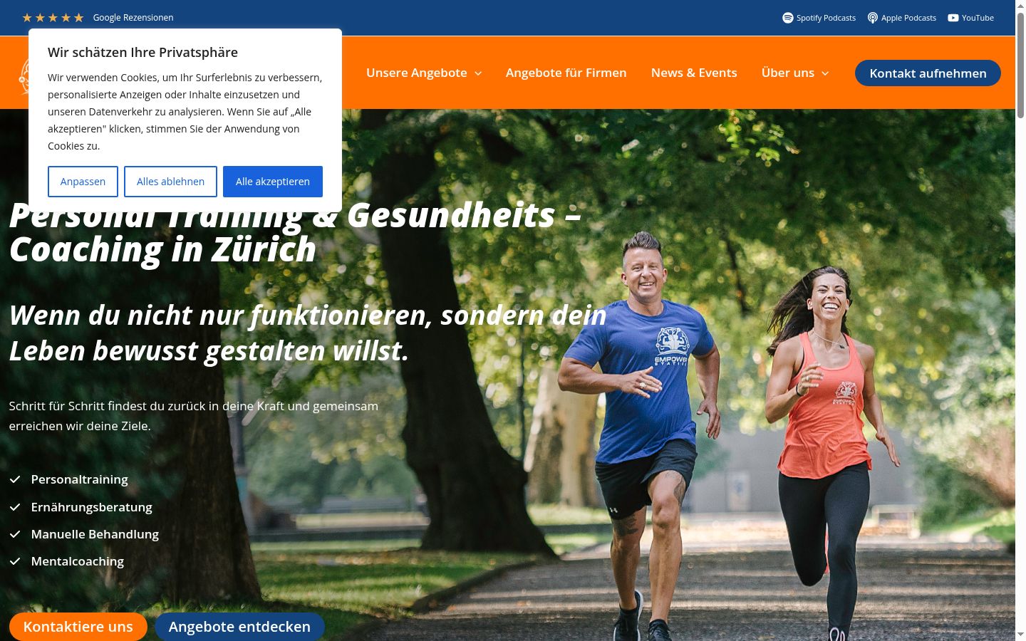 Screenshot des Einwilligungsbanners vor jeglicher Interaktion